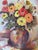 1980's Vintage Impressionist Floral Still Life Oil on Canvas Board Painting – Framed & Signed For Sale - Image 4 of 12