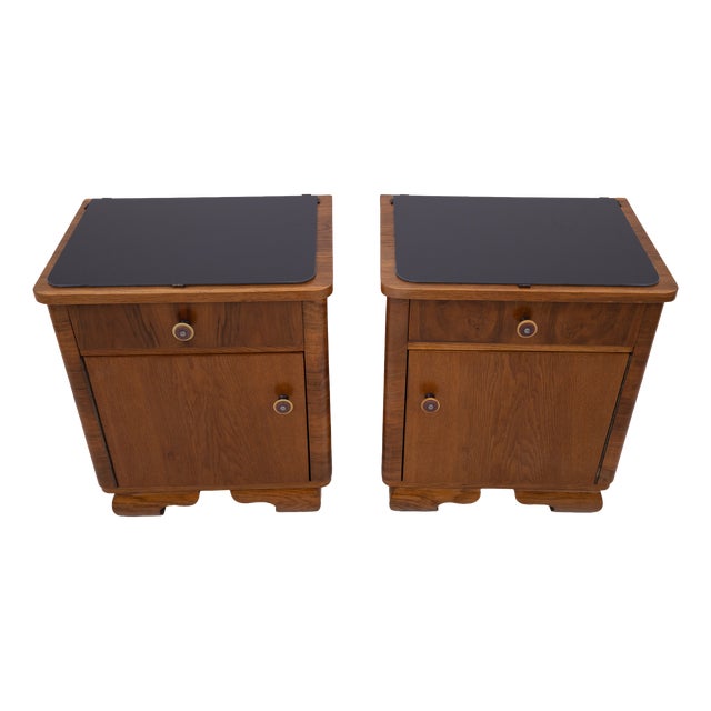 Mid-20th Century Art Deco Bedside Tables, Poland, 1950s, Set of 2 For Sale