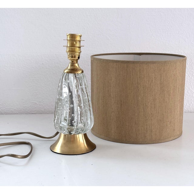 Metal Mid-Century Italian Murano Glass and Brass Table Lamp, 1960s For Sale - Image 7 of 13