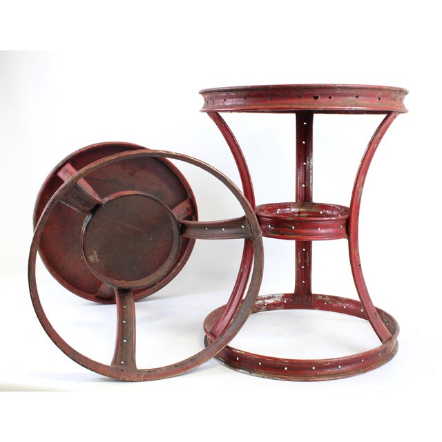 1980s Side Table Round Dark Red Hint of Black Vintage For Sale - Image 5 of 9