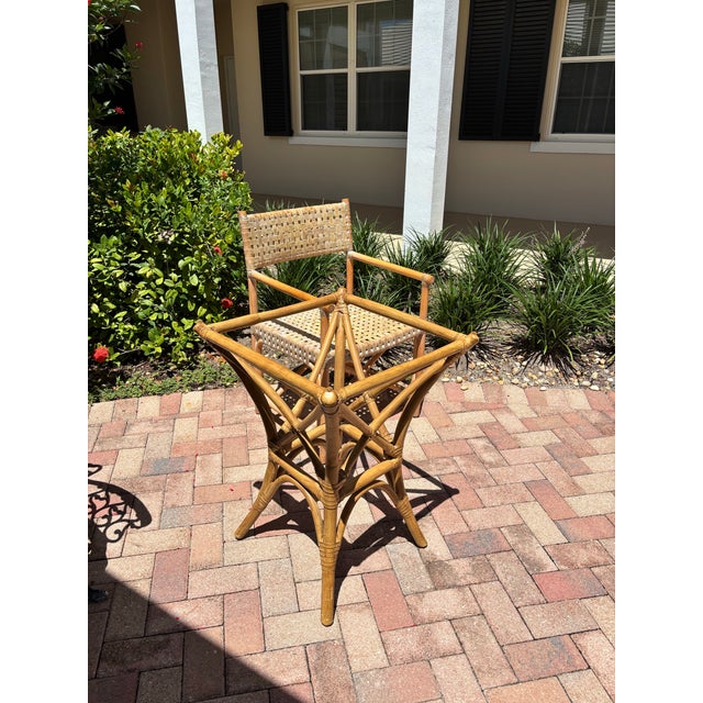 Mid 20th Century Mid 20th Century McGuire Style Square Rattan Table With Glass Top. For Sale - Image 5 of 7
