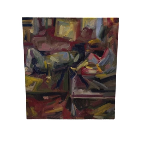 Wood Large Abstract Acrylic on Canvas, Multi-Colored For Sale - Image 7 of 9