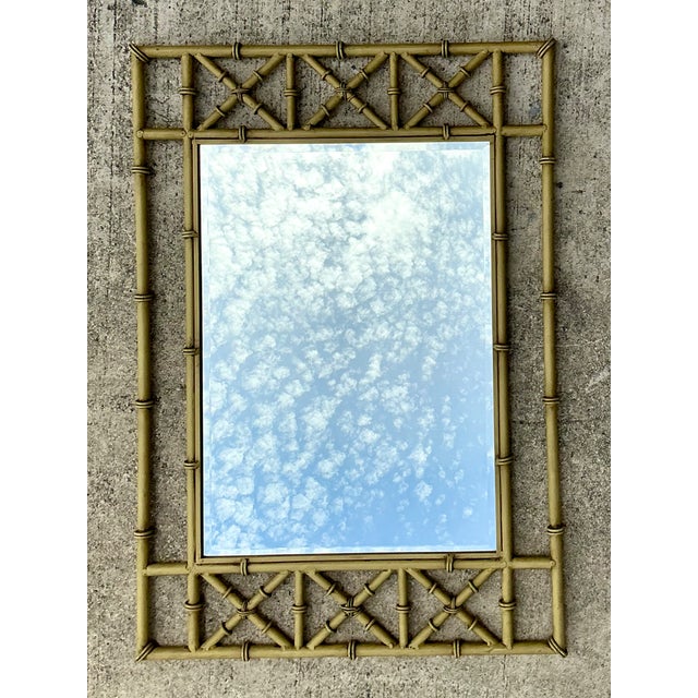 Vintage Faux Bamboo Rectangular Wall Mirror For Sale In West Palm - Image 6 of 14