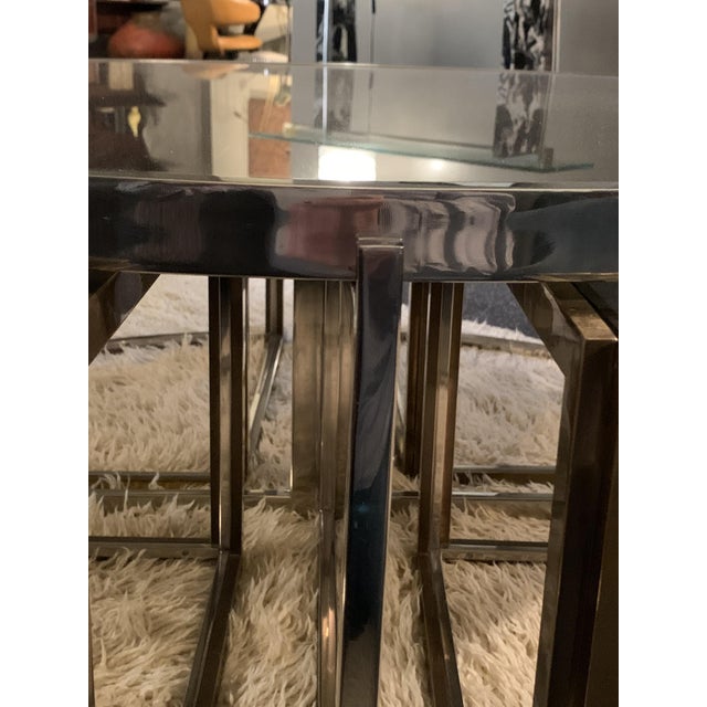 Gold Low Circular Table in Brass and Glass by Jean Charles, France, 1970s For Sale - Image 8 of 11