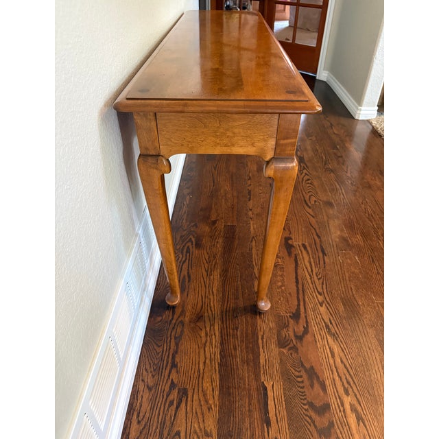 Vintage Ethan Allen Heirloom Solid Maple Sofa Console Table For Sale - Image 11 of 11