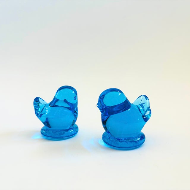 1980s Leo Ward Glass Blue Bird of Happiness Paperweight - Dated 1989 For Sale - Image 5 of 7