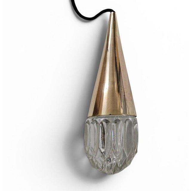 Vintage glass Pendant cone Lamps from Kaiser Leuchten / 1970s, set of 3 Height 34 Depth 10 Width 19 cm Up to 250V...