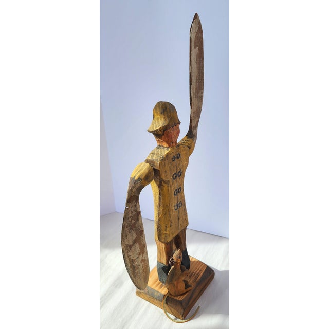 Nautical 17" Antique Folk Art Sailor in Slicker- Paddle Arm Whirligig & Ship's Pet Rat For Sale - Image 3 of 6