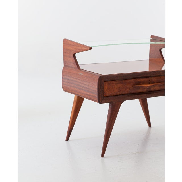 Brown Italian Bedside Tables with Glass Tops, 1950s, Set of 2 For Sale - Image 8 of 9