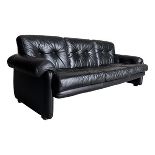 Vintage Coronado Sofa Attrb Tobia Scarpa for B&b Italia in Black Leather For Sale