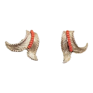 Vintage 1950s Signed Napier Faux-Coral Bead Clip Earrings - 2 Pieces