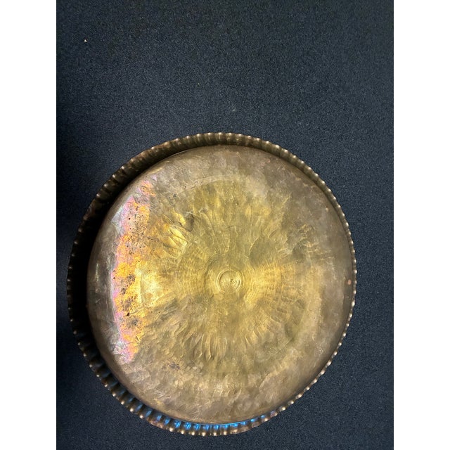 older brass tray; possibly morrocan style; scalloped edges 12 w by 1 h
