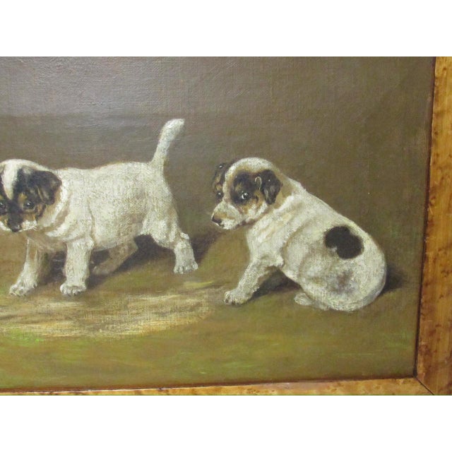 Antique English Painting of Jack Russell Puppies at Play For Sale - Image 14 of 16