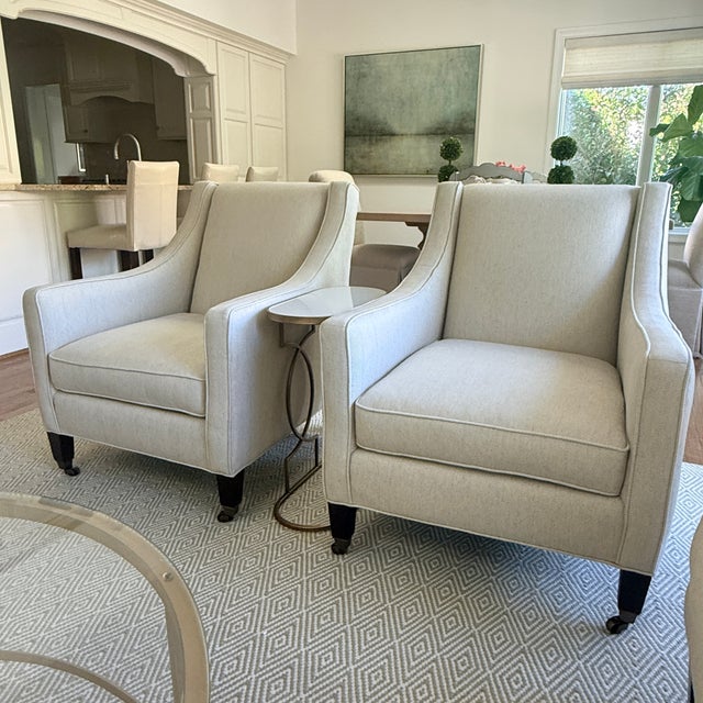 Textile Pair of Lee Industries Arm Chairs For Sale - Image 7 of 9