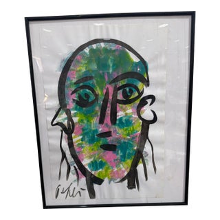 1990s Peter Robert Keil Watercolor Paper Painting, Framed For Sale