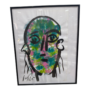 1990s Peter Robert Keil Watercolor Paper Painting, Framed