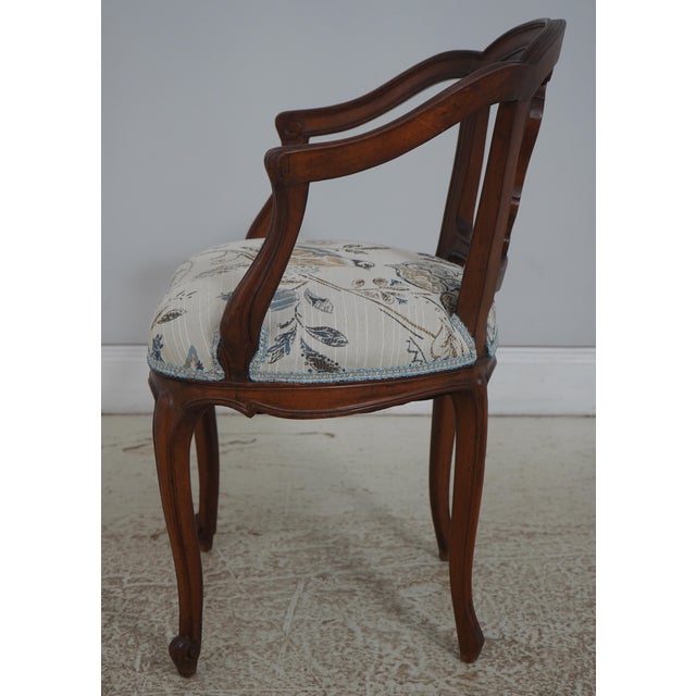 Italian Vintage Italian Walnut Finish Vanity Bench Chair For Sale - Image 3 of 18