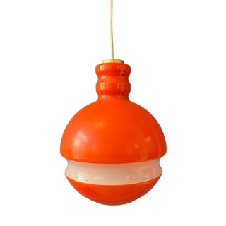 Mid-Century Modern Orange and White Glass Pendant Lamp from Peill & Putzler For Sale