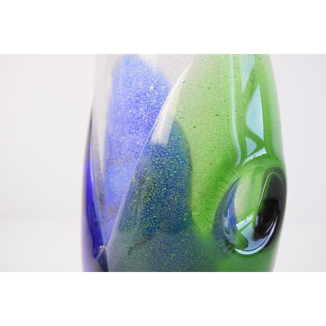 Glass Czech Blue and Green Sommerso Art Glass Vase, 1970s For Sale - Image 7 of 12