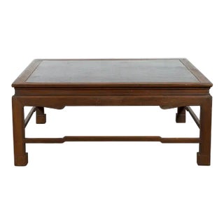 Burmese Vintage Brown Wood Low Coffee Table with Negora Lacquer Inset Top For Sale