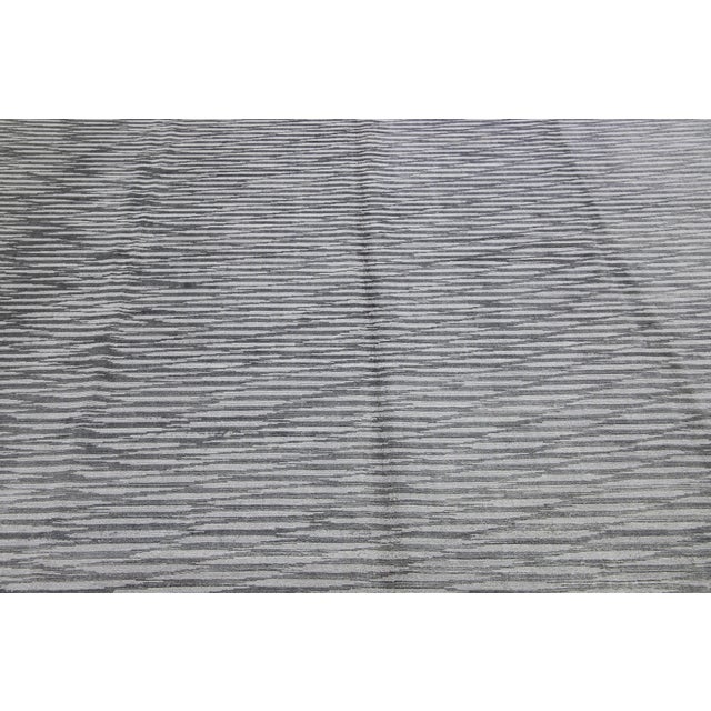 2010s Contemporary Handmade Gray Wool & Silk Rug With Abstract Pattern For Sale - Image 10 of 13
