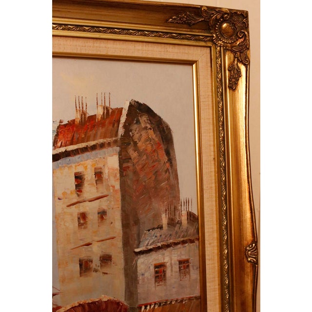 Authentic 1950s Caroline Burnett Framed Oil on Canvas Impressionistic Painting of Parisian Street and Moulin Rouge For Sale - Image 12 of 15