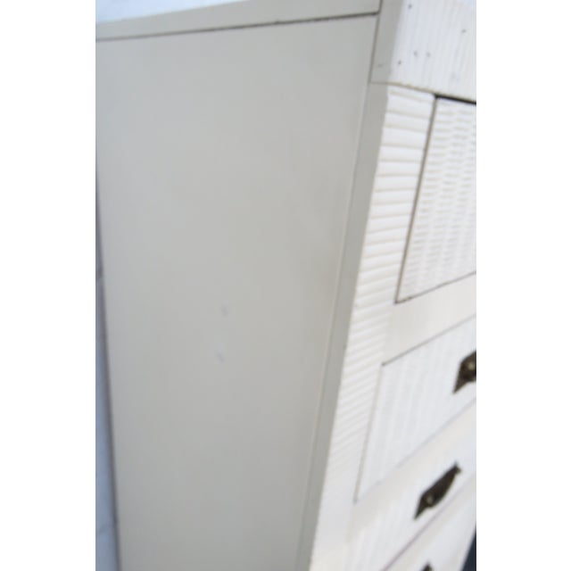 Wood Late 20th Century Hollywood Regency Painted Woven Wicker Tall Narrow Lingerie Jewelry Chest For Sale - Image 7 of 13