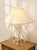 Linen Mid 20th Century Sculptural Lucite Loop Table Lamp With Clear Curved Base and Linen Shade For Sale - Image 8 of 8