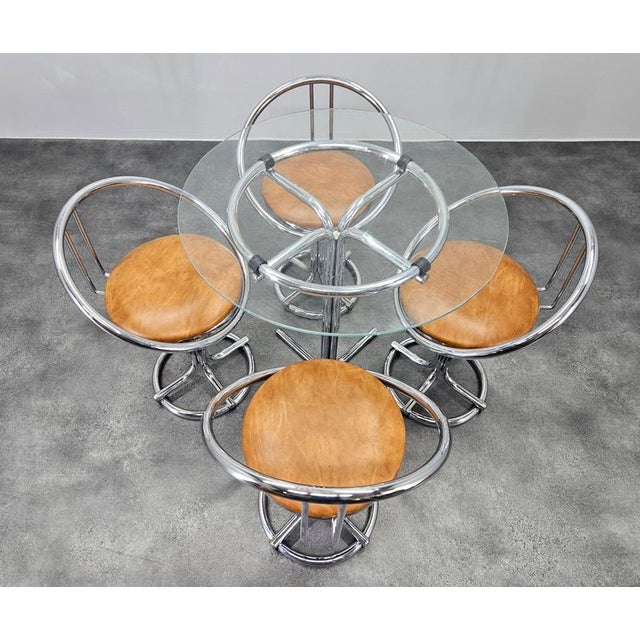 1970s Mid-Century Modern Dining Chairs with Table, Italy, 1970s, Set of 5 For Sale - Image 5 of 18