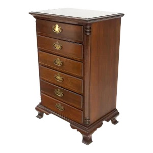 Bracket Feet Mahogany 6 Drawers Brass Pulls Tall Lingerie Chest Dresser Cabinet