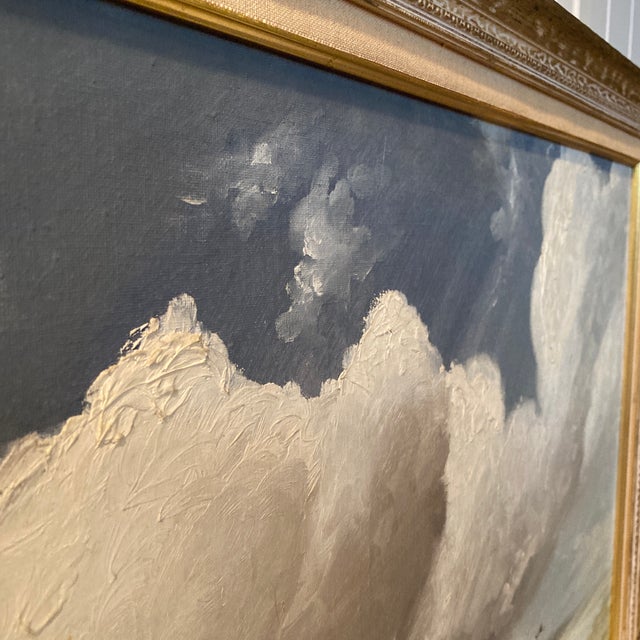 Mid-Century Oil on Board Iberian Seascape by Spanish Artist Lanas in Giltwood Linen Frame For Sale - Image 10 of 12