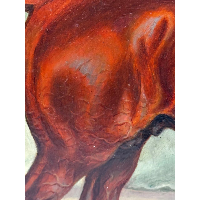 1900 - 1909 Circa Early 1900 English Victorian Oil Painting Purebred Red Chestnut Arab Horse in Bombay Stables I For Sale - Image 5 of 11