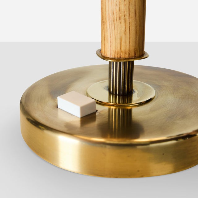 1950s Brass and Oak Table Lamp Attributed to Bergboms For Sale - Image 9 of 11