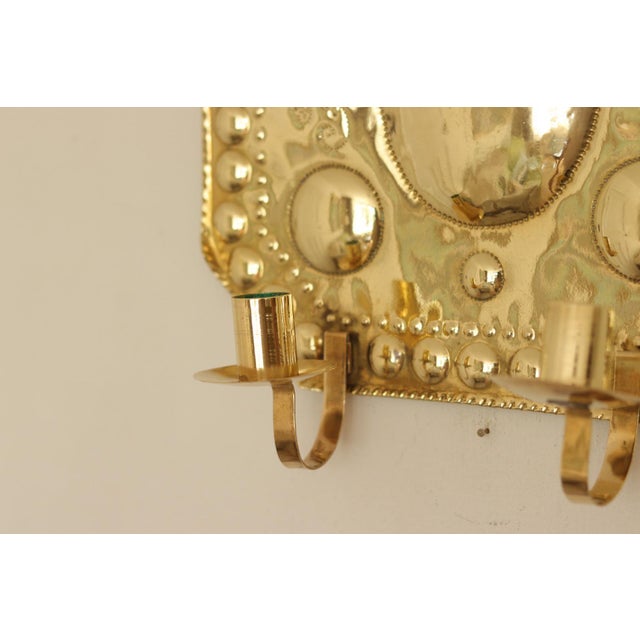 Large Mid-Century Baroque Brass Double-Arm Sconces, Set of 2 For Sale - Image 5 of 17