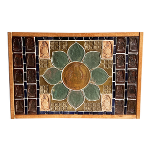 Large Framed Ceramic Tile Mosaic Wall Panel With Buddha Motif by Mikiko Tanaka