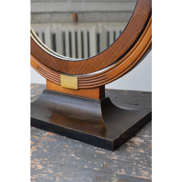 Wood Vintage Art Deco Mutli-Tone Wood Tabletop Vanity Mirror, Circa 1930s-40s For Sale - Image 7 of 17