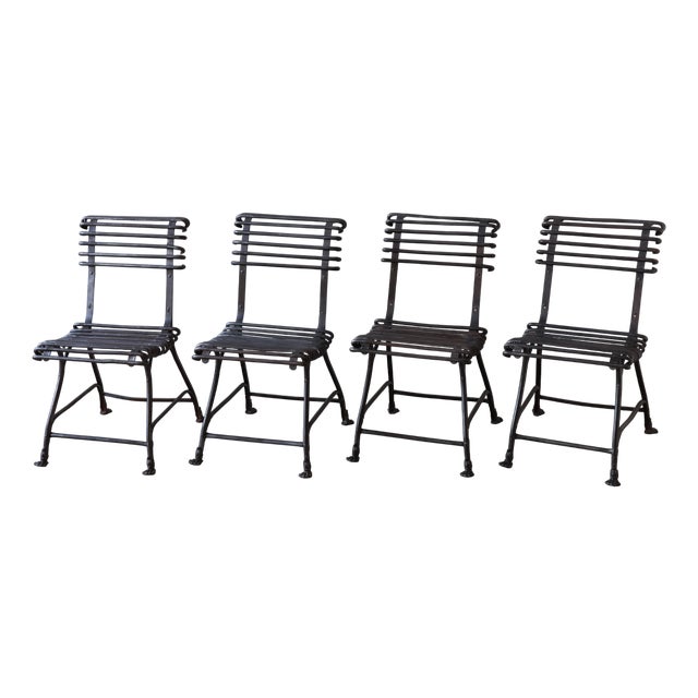 Antique French Arras Garden Chairs with Claw Feet, Set of 4 For Sale