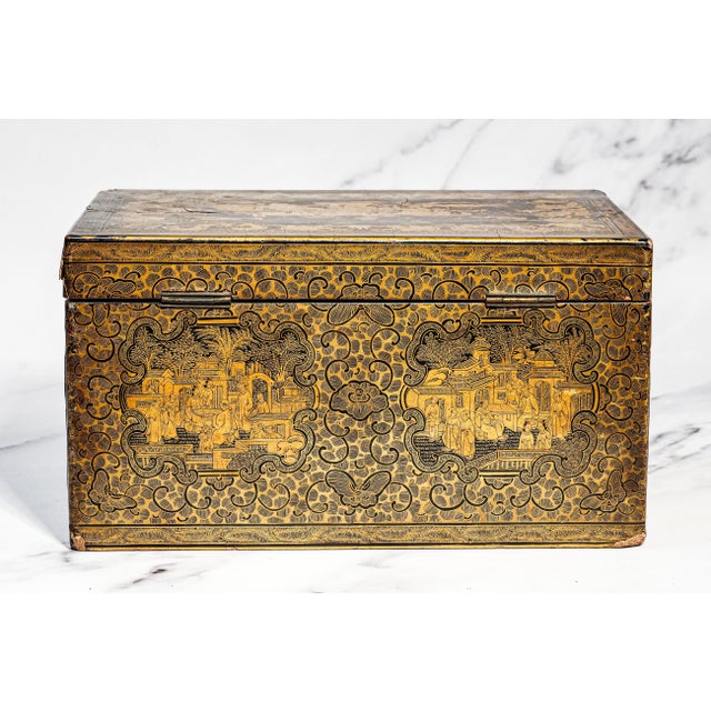Incredible Large Antique Chinoiserie Asian Lacquer Tea Caddy Box Home Decor For Sale - Image 13 of 15