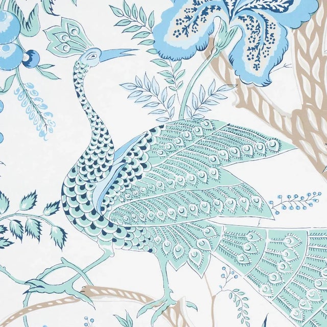 Indian Schumacher Aveline Wallpaper in Seaglass - 10 Yards For Sale - Image 3 of 6