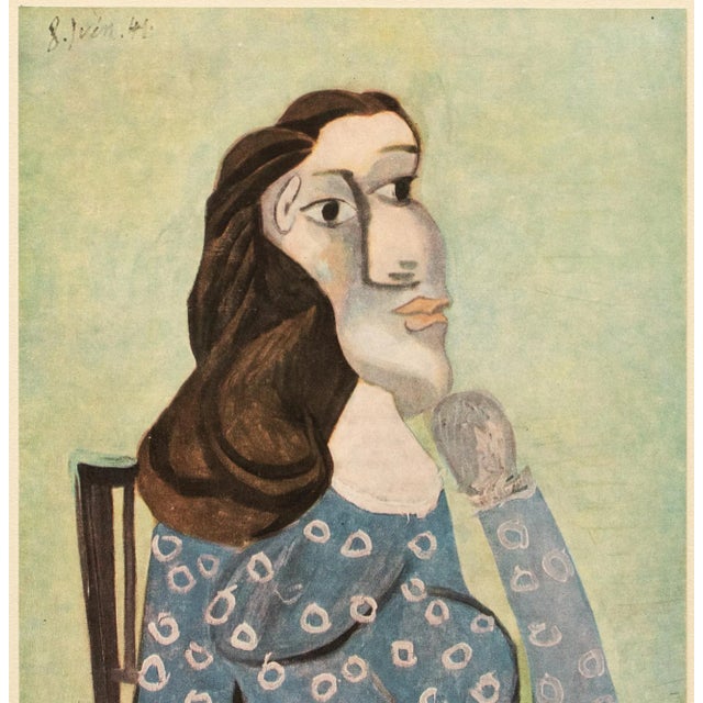 Portraiture 1946 Pablo Picasso "Woman in the Blue Corsage", Second Edition Period Offset Lithograph For Sale - Image 3 of 10