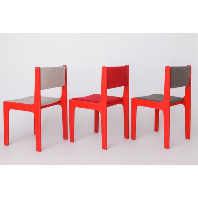 Mid-Century Modern Red Lacquered Beech Dining Chairs from Casala, Germany, 1950s, Set of 5 For Sale - Image 3 of 11