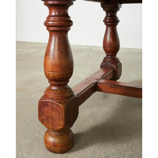 Country French Provincial Oak Farmhouse Trestle Dining Table For Sale - Image 10 of 12