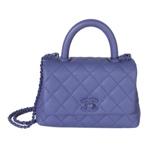 Purple Quilted Caviar Incognito Mini Coco Top Handle Flap Bag
