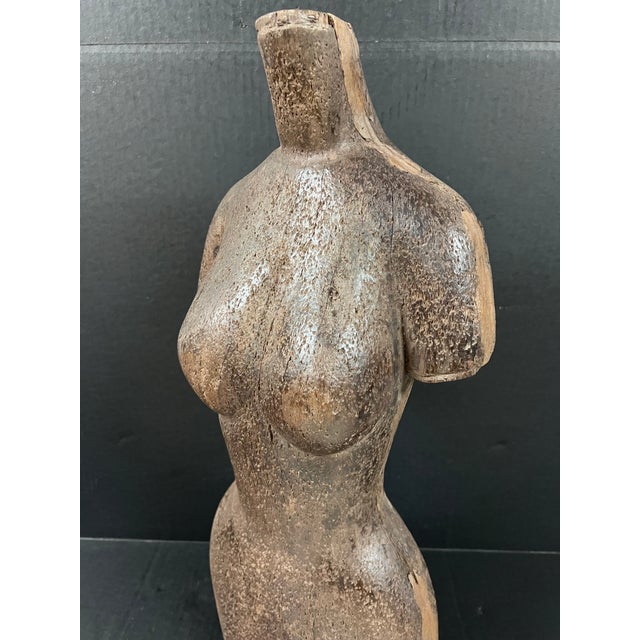 Late 20th Century Carved Solid Wood Female Torso Sculpture For Sale - Image 4 of 10