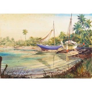 'Sailboats on a Tropical Florida Inlet' by Kaspar-Andreas Zimmermann, Circa 1965 For Sale