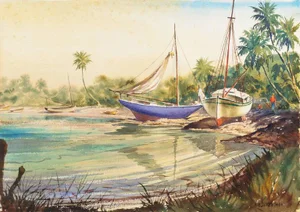'Sailboats on a Tropical Florida Inlet' by Kaspar-Andreas Zimmermann, Circa 1965