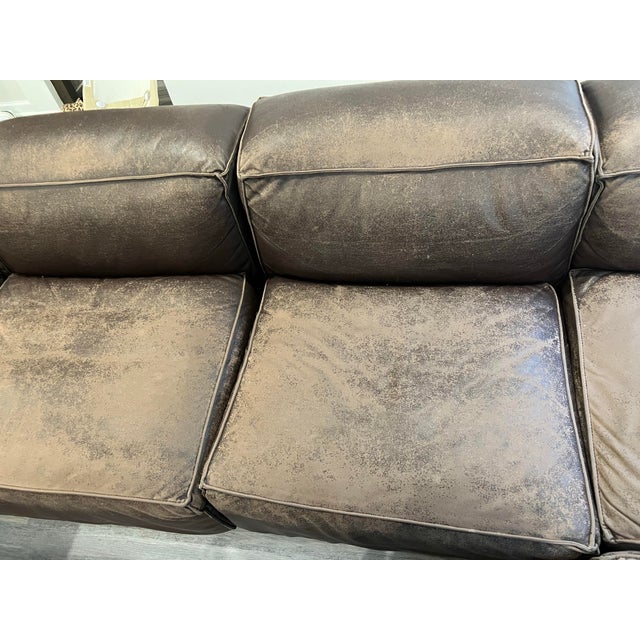 Restoration Hardware Restoration Hardware Fulham Leather Modular Couch For Sale - Image 4 of 7