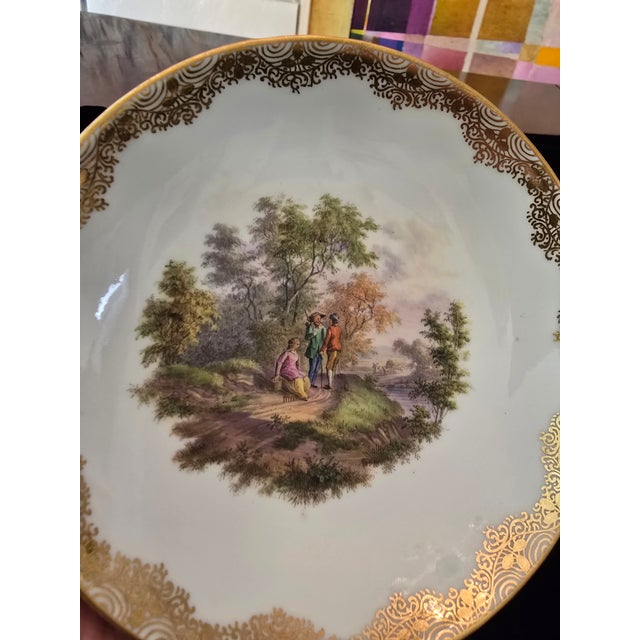 Antique Meissen Porcelain Scenic Cup & Saucer For Sale - Image 4 of 11