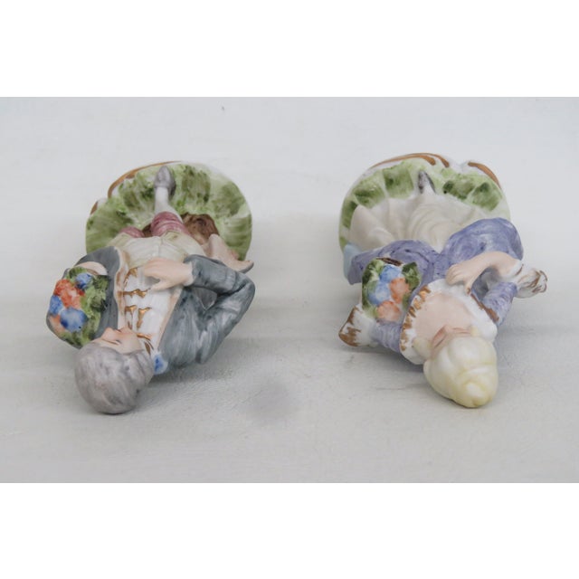 Rococo Style Porcelain Figurines Pair of 2 Courting Couple Made in Japan 5007b For Sale - Image 10 of 10