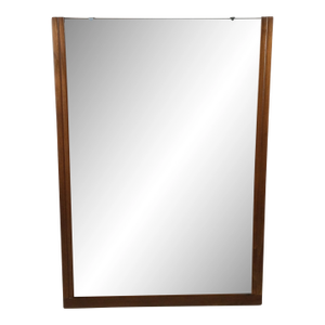 Mid Century Modern Tall Rectangular Wall Mirror With Unique Vinyl Printed Decal on Glass
